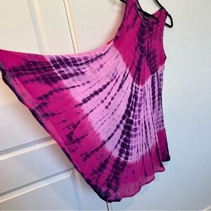 NWT Shore Drive Pink Purple Tie Dye Sleeveless Flowy Oversized Dress- XL